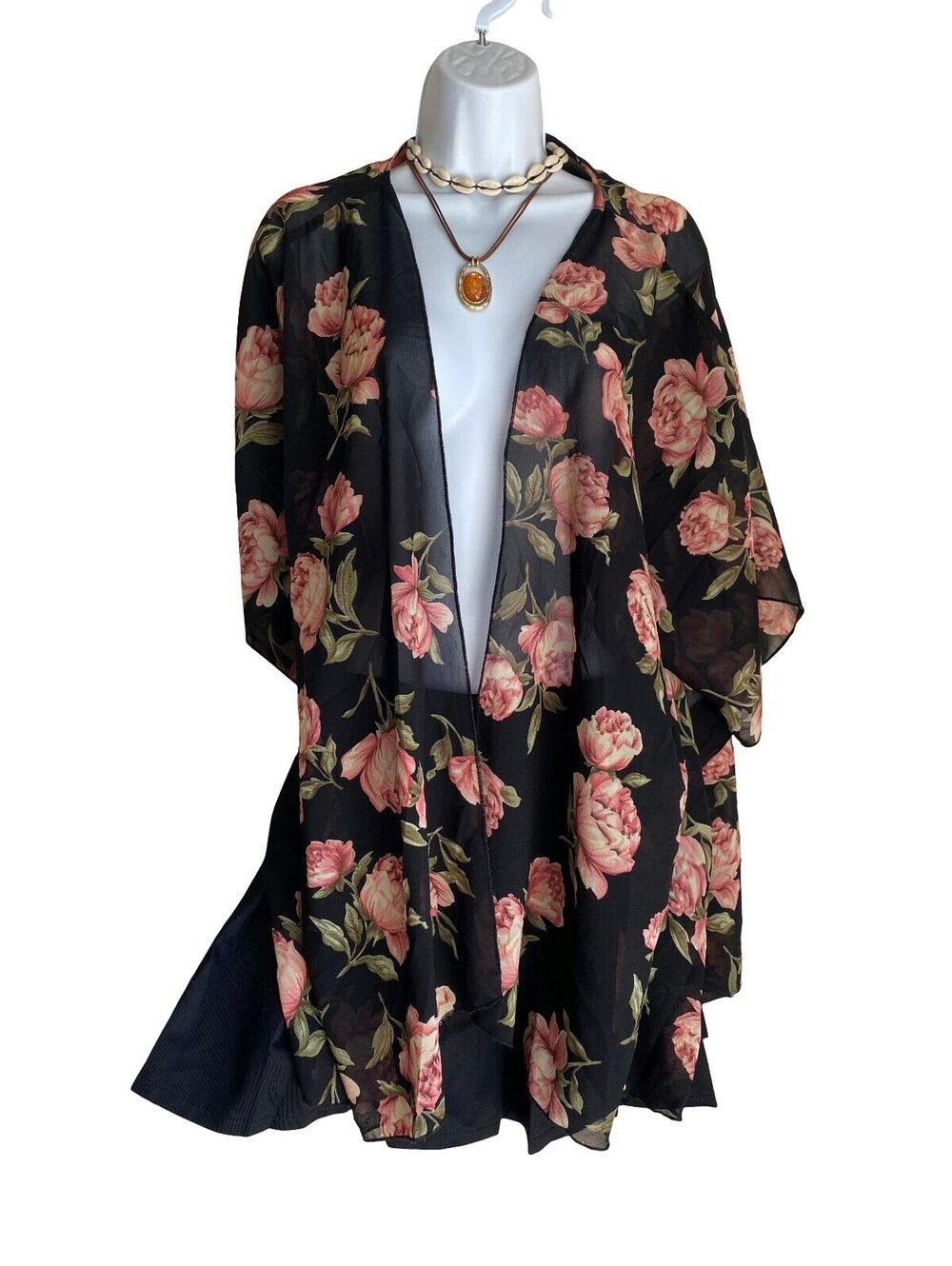 Live 4 Truth Plus 3X Black Floral Boho Shawl Kimono Wrap Cottagecore Fairycore